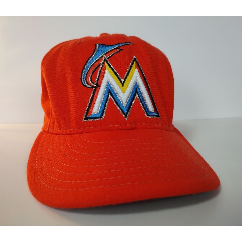 New Era 59FIFTY Miami Marlins Orange‎ Fitted Hat Size 7 1/2 MLB Authentic Cap